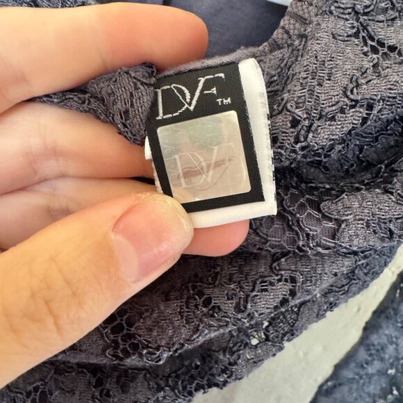 Diane Von Furstenberg Zarita Gray Lace Sheath Dress 3/4 Sleeves Womens Size 4 - Picture 9 of 14